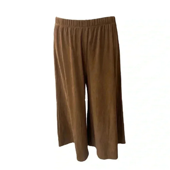 Antthony Brown Wide Leg Crop Brown Polyester Pull On Pants Women’s size Medium - Picture 2 of 10
